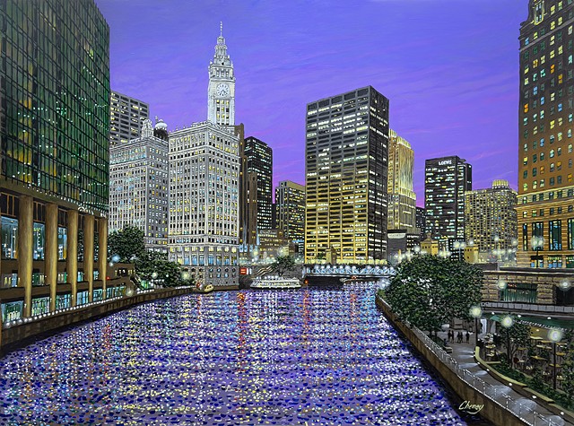 "City of Big Shoulders in Violet and Gold"