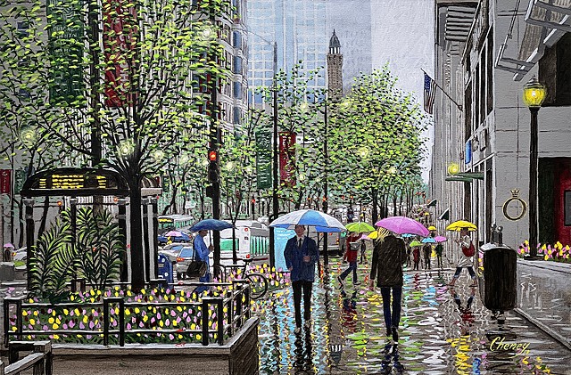 "Dance of the Umbrellas on the Avenue"