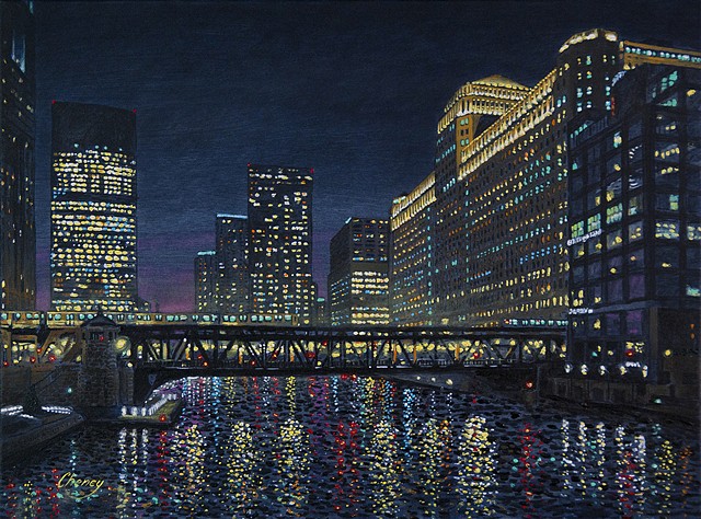 "Chicago River Impression at Wells Street"