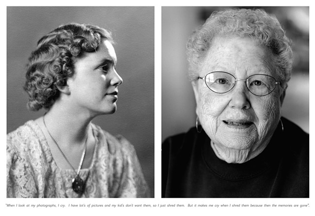 Margaret, 1944 and 2010. "When I look at my photographs, I cry. I have lot's of pictures and my kids don't want them, so I just shred them. But it makes me cry when I shred them because then the memories are gone."