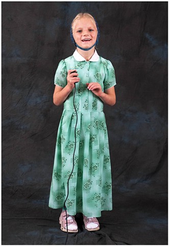 Hutterite student making a self-portrait 