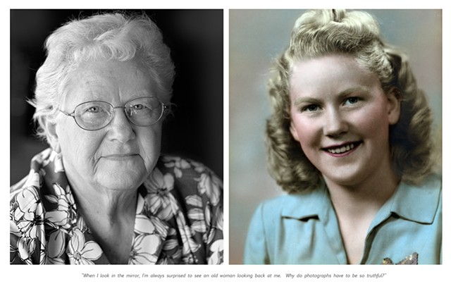 Norma, 1946 and 2010. "When I look in the mirror, I'm always surprised to see an old woman looking back at me. Why do photographs have to be so truthful."