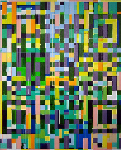Kyle Trowbridge QR code paintings art. geometric painting. abstract painting.