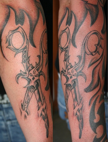 Tattoos By Kelly Barr Evil Scissors On A Biker Hairdresser