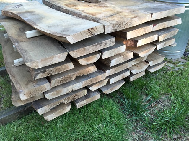 Oak slabs for SEEDS benches. 