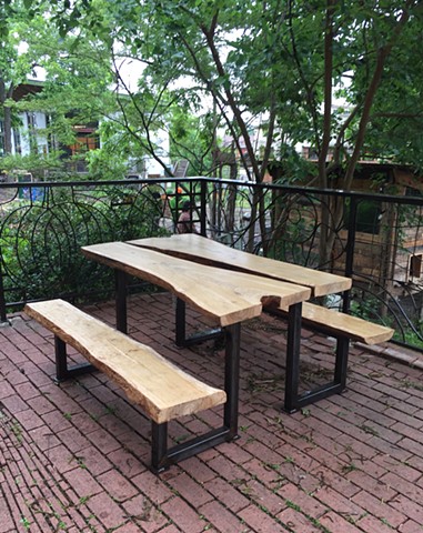 Custom built benches for local Durham gardening teaching center, SEEDS. 