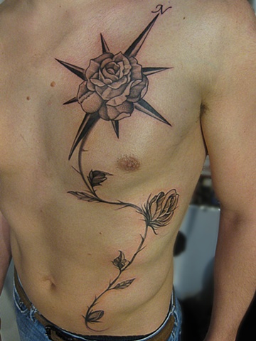 Compass Rose and roses.