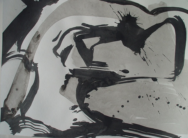 India Ink on Paper; 2011 Ed Rudis; Seagull Over Ocean; 18"x 24"; $400