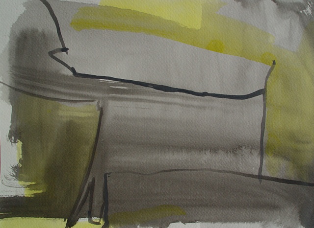 India Ink on Paper; 2011 Ed Rudis; Yellow Dog; 18"x24"; $400
