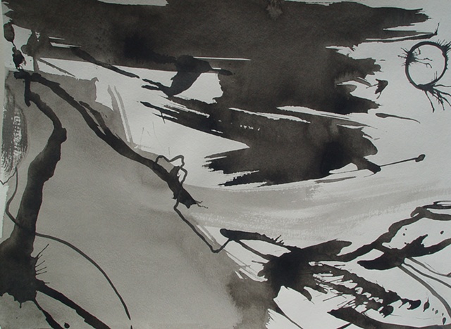 India Ink on Paper; 2011 Ed Rudis; Wanderer's Birthday (Manager's Collection); 18"x 24"