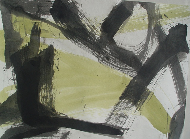 India Ink on Paper; 2011 Ed Rudis; Black Sun, Lost Yellow; 18"x24"; $400