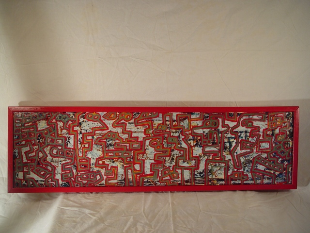 Acrylic & mixed media on canvas; 36" x 10"; 2005 Ed Rudis Painting; "Ego"; $5250.00