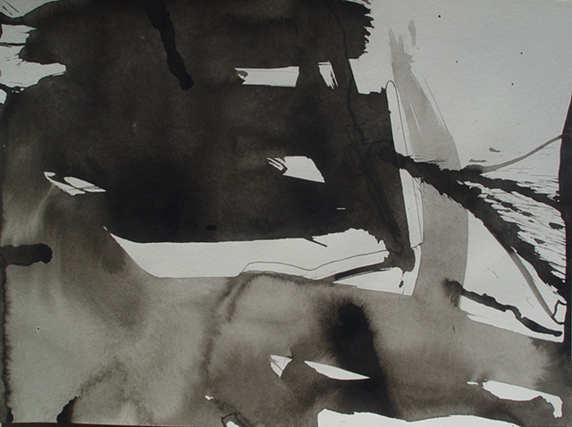 India Ink on Paper; 2011 Ed Rudis; Alien Landing; 18"x24"; $400