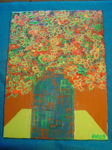 Acrylic on canvas board; 12" x 16"; Flowers (Manager Collection); 2006 Ed Rudis