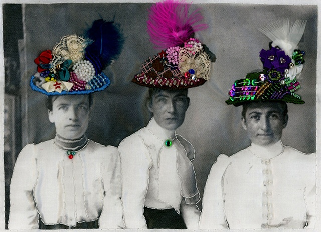 three hats with ladies