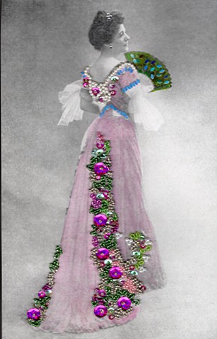 Woman in the Pink Dress with Beads