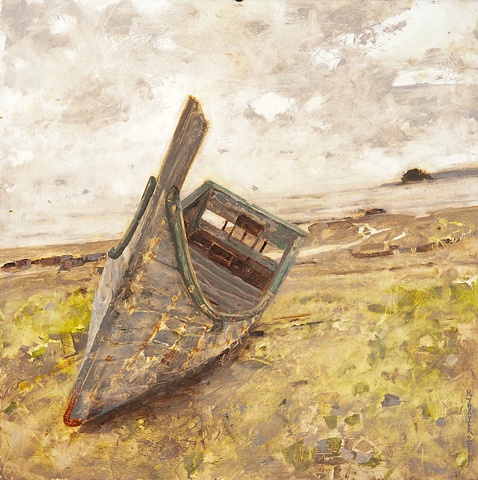 oil painting boat out of water heather thayer painting 