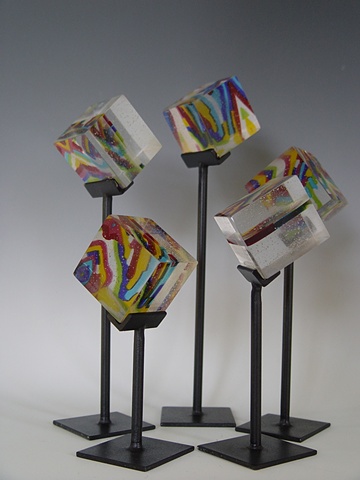 Fused, cast and polished glass cubes