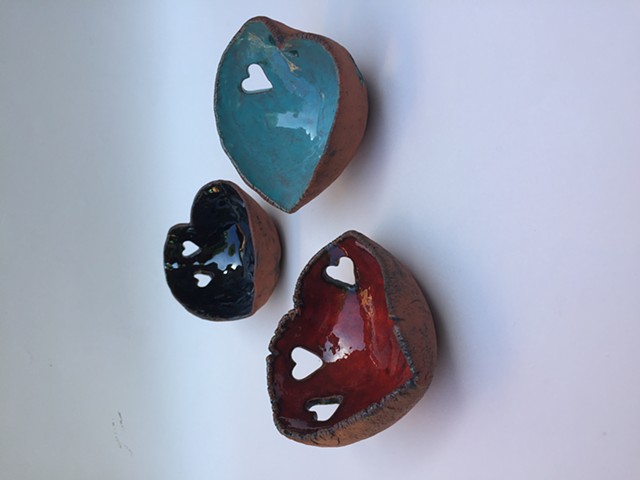 3 Heart candle holders