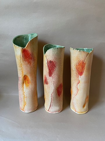 3 Green Shell print vases:£170,£150,£150