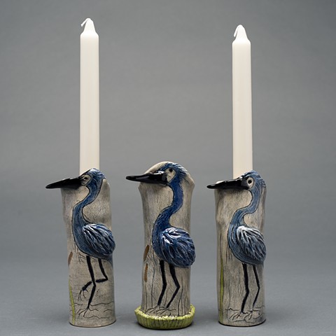 heron candle holder/vase