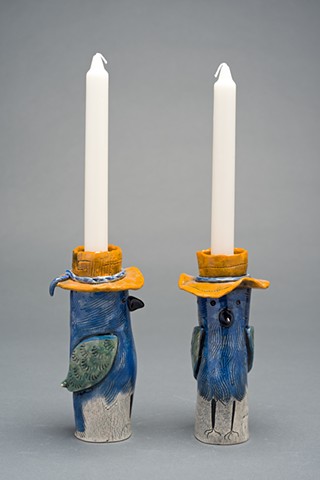 blue bird candle holders. Can also be make into vases