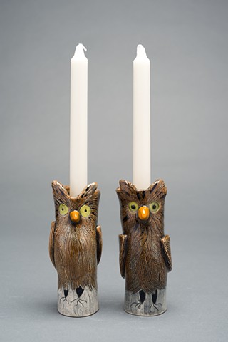 owl candle holders