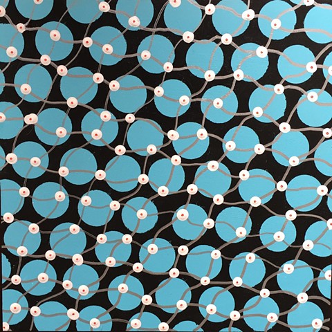 Blue Circles on Black with Silver Netting