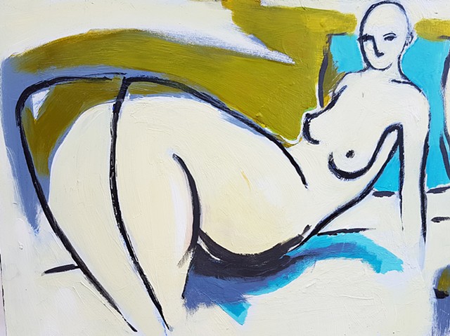 Reclining Woman in Olive Green