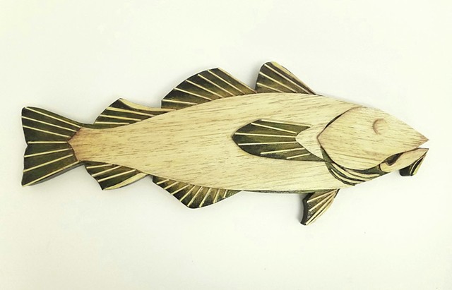 Painted Cod Sculpture - for Marblehead Arts Festival's Festival of Cod 2019