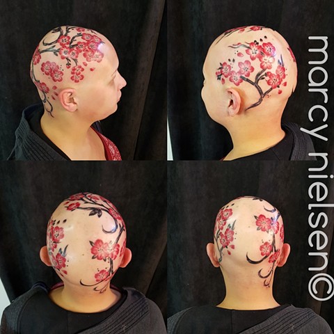 cherry blossom head tattoo