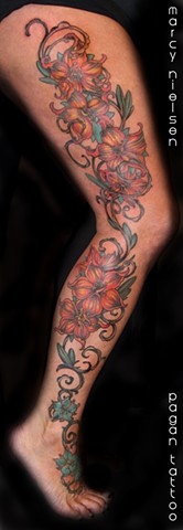 woman Lilies tattoo