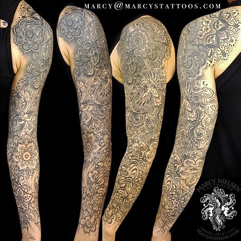 Mandala sleeve tattoo henna inspired
