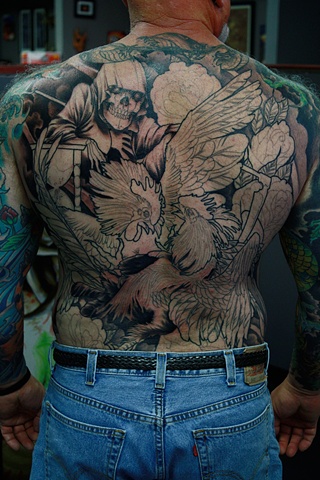 Fighting roosters tattoo Eric james tattoos 