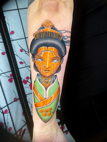Cyber geisha tattoo best tattoo artist Phoenix Arizona Japanese Blind Tiger 