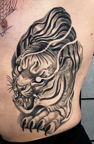 Tiger black and grey best tattoo artist Phoenix AZ Blind Tiger 