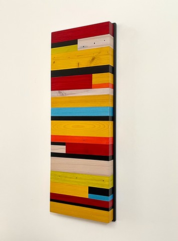 Modern art-contemporary craft Color Module "Horizon", salvaged wood with mixed media color by Andrew Traub.