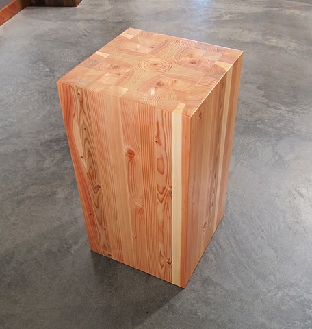 Modern 2x4 furniture, handmade stump pedestal table made from douglas fir.