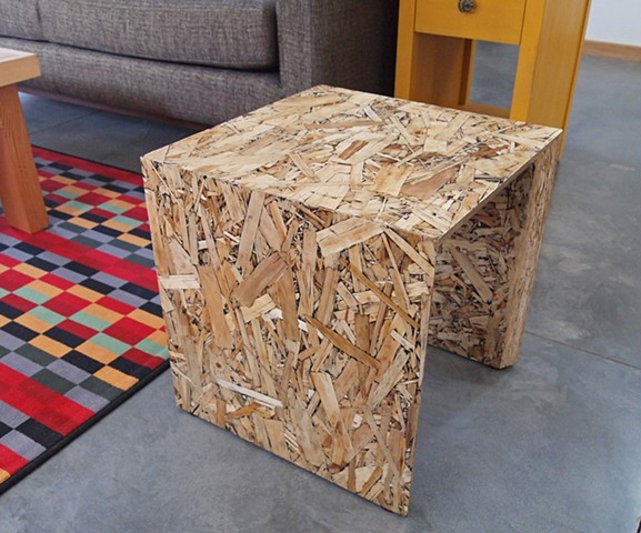 Modern OSB Furniture, chair, stool, seating, table, stand. Handmade by Andrew Traub, Andy Traub