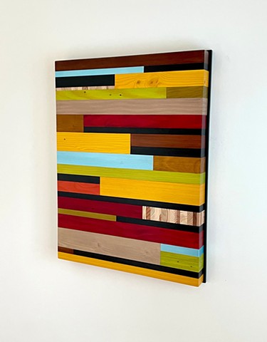 Modern art-contemporary craft Color Module "Durango", salvaged wood with mixed media color by Andrew Traub.