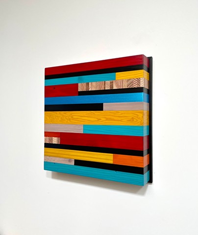 Modern art-contemporary craft Color Module "Ranchito", salvaged wood with mixed media color by Andrew Traub.