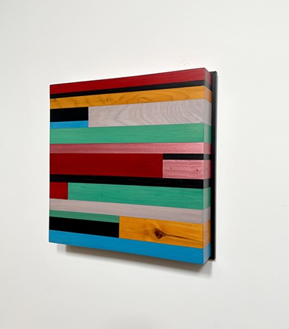 Modern art-contemporary craft Color Module "Bonnie", salvaged wood with mixed media color by Andrew Traub.