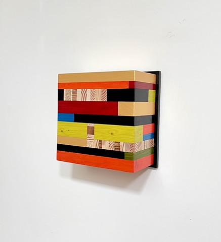 Modern art-contemporary craft Color Module "G7SQ", salvaged wood and mixed media color by Andrew Traub