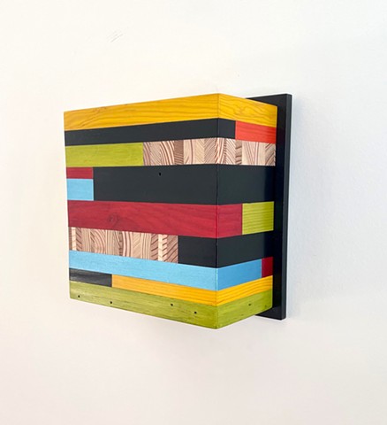 Modern art-contemporary craft Color Module "B7SQ", salvaged wood and mixed media color by Andrew Traub