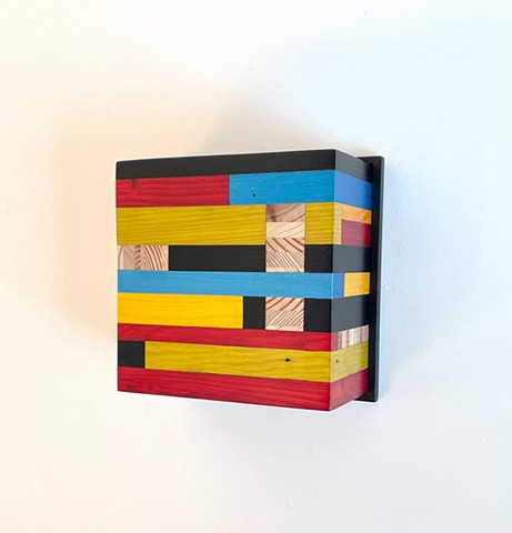 Color Module "D7SQ" by Andrew Traub, modern art from salvaged wood and mixed media color.