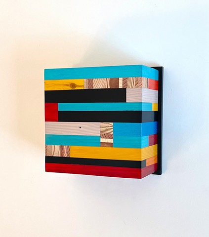 Modern art-contemporary craft Color Module "E7SQ", salvaged wood and mixed media color by Andrew Traub