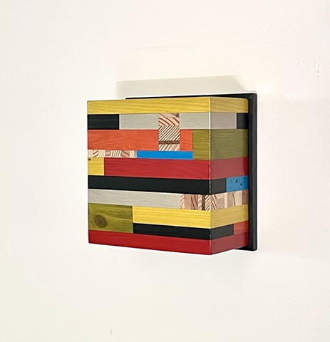 Modern art-contemporary craft Color Module "F7SQ", salvaged wood and mixed media color by Andrew Traub