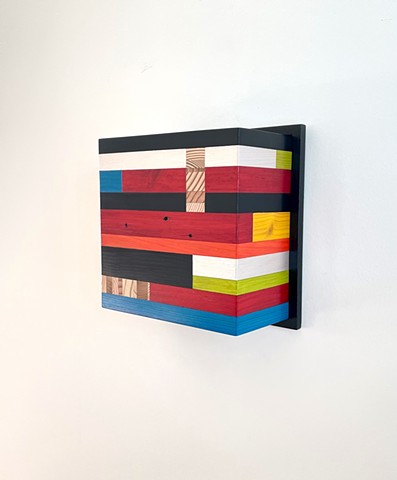 Color Module "A7SQ" by Andrew Traub, modern art from salvaged wood and mixed media color.