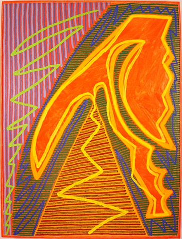 Ascent Diagram: 2025, oil, acrylic, cut canvas, wood panel, 24â€� x 18â€�