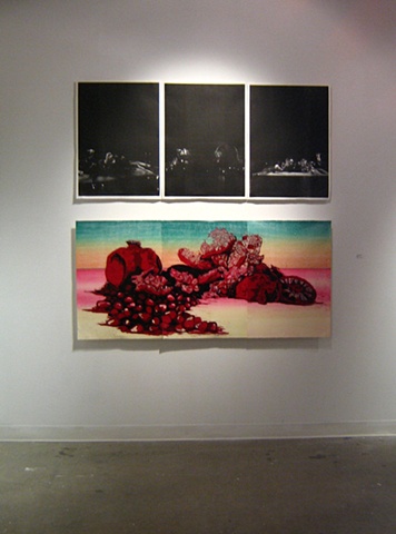 Installation viewof  pieces within in this body of work (displayed in "Hard Pressed" at the Special Projects Art Gallery).